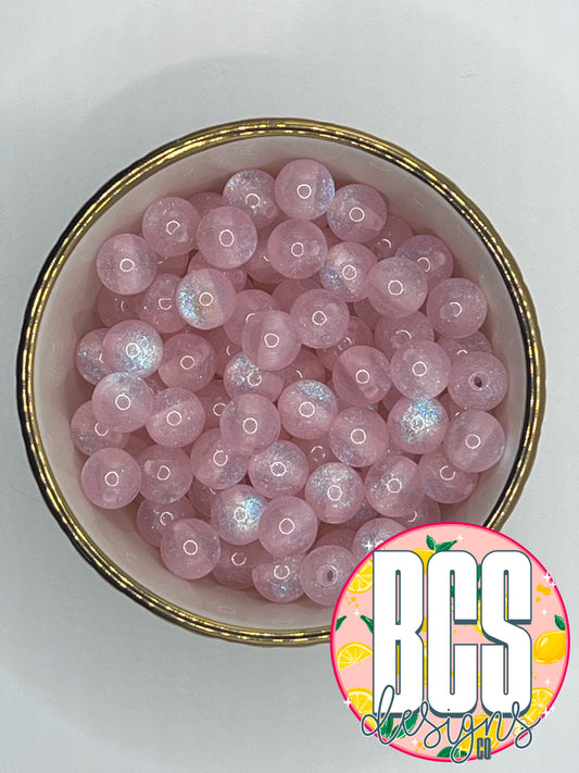 Light Pink Glitter Cat eye 12mm Acrylic Bead (sold individually)