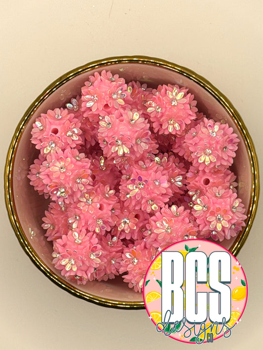 3D Light Pink OPAL Flower 20mm Acrylic Bead (Sold Individually)