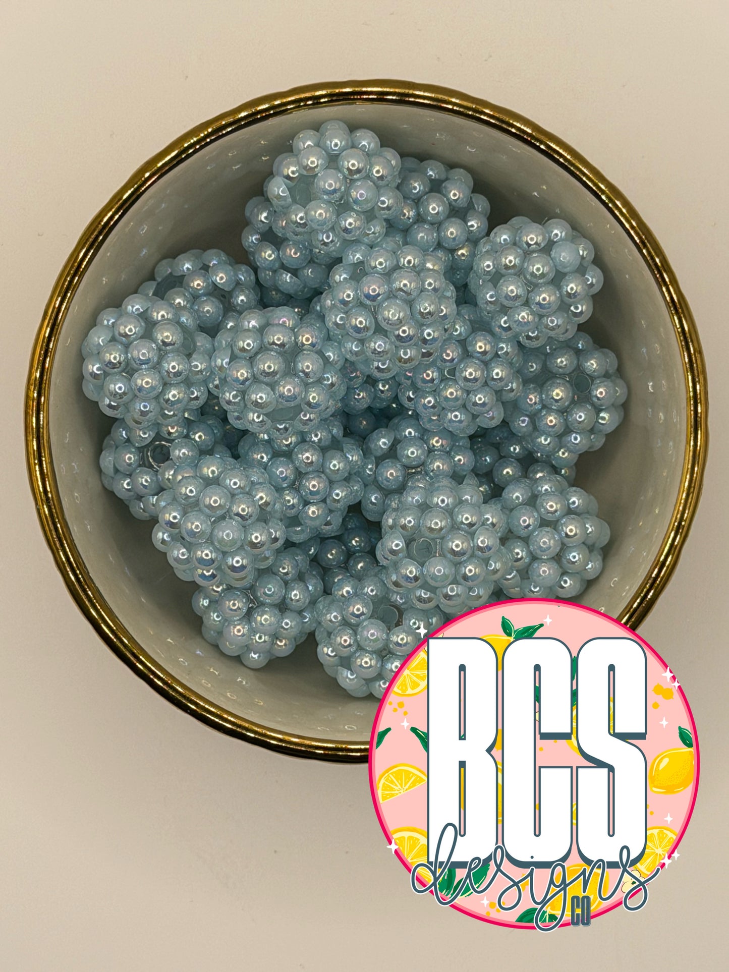 Sky Blue Pearl Rhinestone Beads 16mm (sold individually)