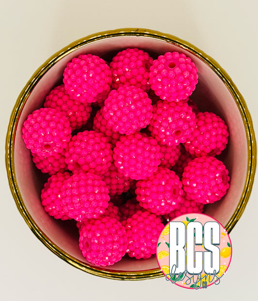 Neon Magenta Rhinestone Beads 20mm (10 pack)