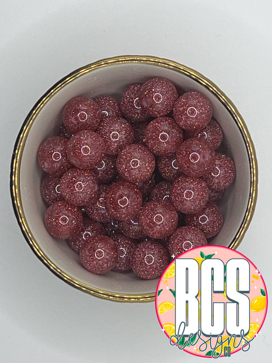 Dark Pink Glitter Acrylic Bead (Sold Individually)