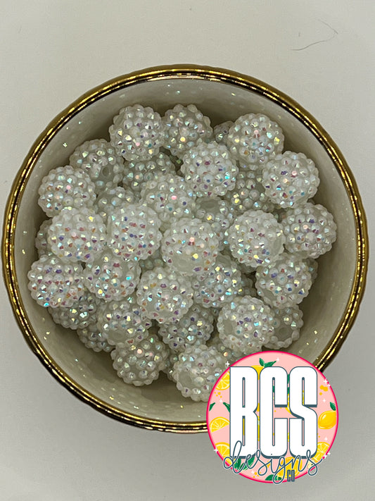 White Transparent AB Rhinestone Beads 16mm (10 pack)