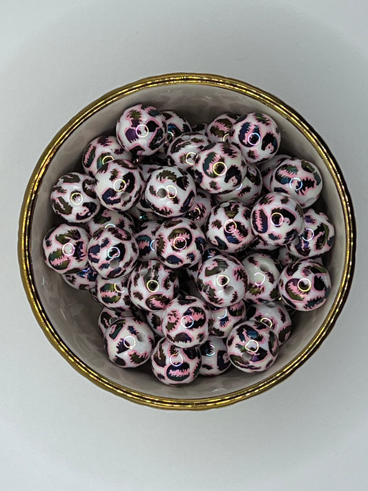 Pink Leopard 16mm Acrylic Bead (Sold Individually)