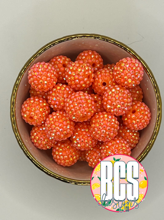 Tangerine Rhinestone Beads 20mm (10 pack)
