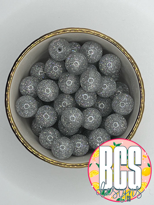 Silver Glitter Acrylic Bead (Sold Individually)