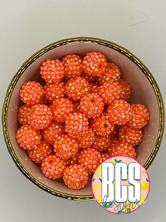 Tangerine AB Rhinestone Beads 16mm (10 pack)