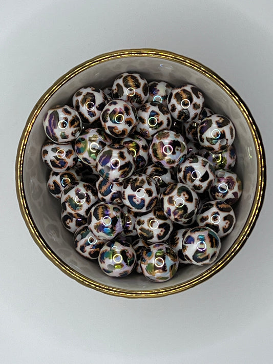 Brown Leopard 16mm Acrylic Bead (Sold Individually)