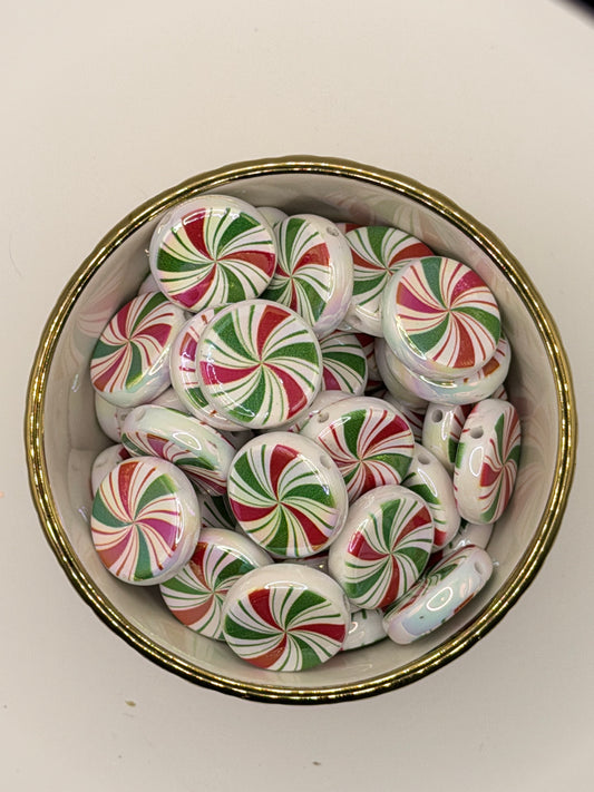 Peppermint Swirl AB Acrylic Bead (Sold Individually)