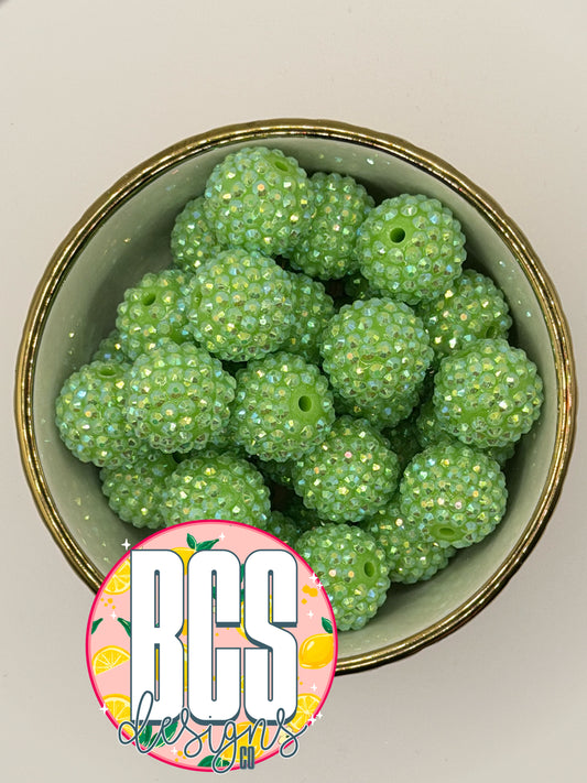 Lime AB Rhinestone Beads 20mm (10 pack)