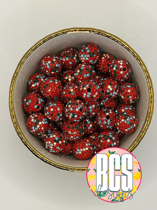 Red Christmas 2.0 Clay Rhinestone Beads 16mm (10 pack)