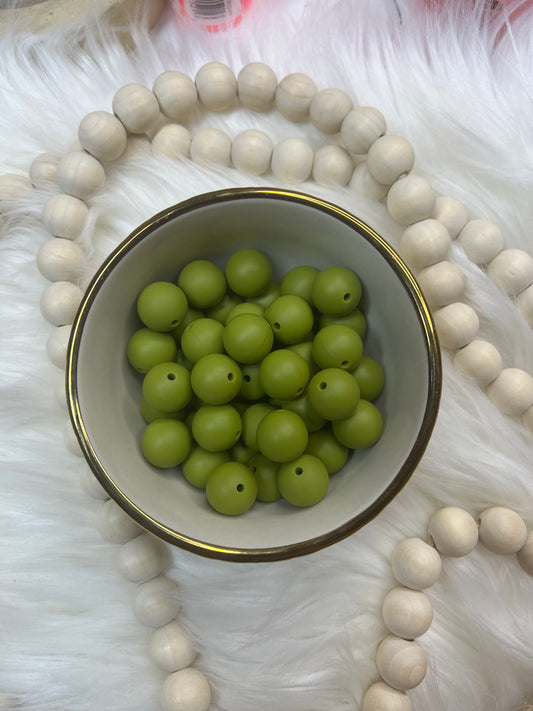 Olive 15mm Silicone bead