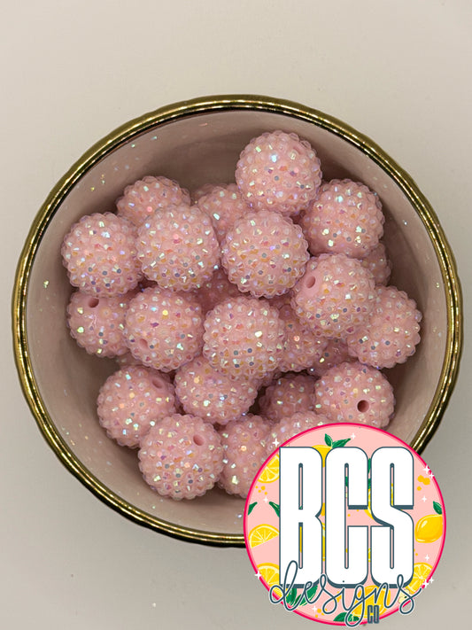 Pastel Pink AB Rhinestone Beads 20mm (10 pack)