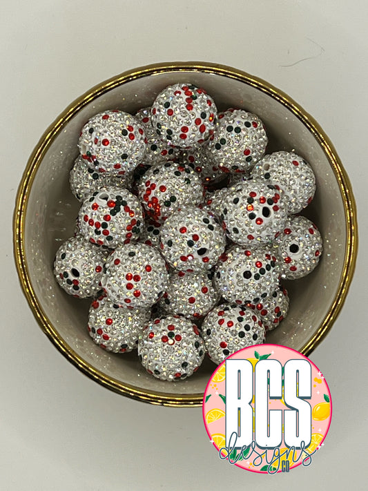 Silver Christmas Clay Rhinestone Beads 20mm (10 pack)