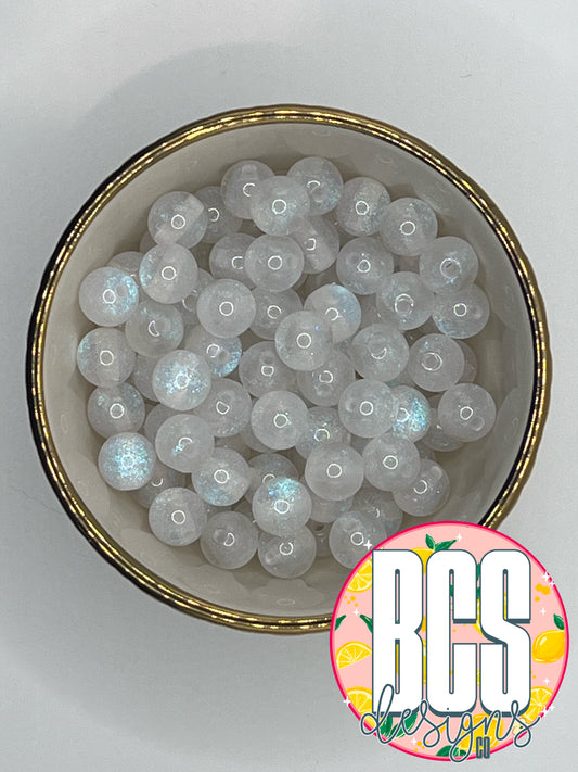 Snow White Glitter Cat eye 12mm Acrylic Bead (sold individually)