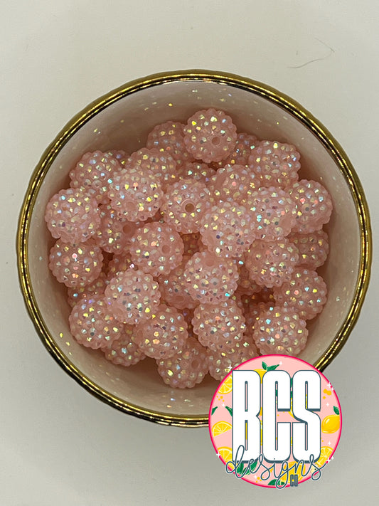 Soft Pink Transparent AB Rhinestone Beads 16mm (10 pack)
