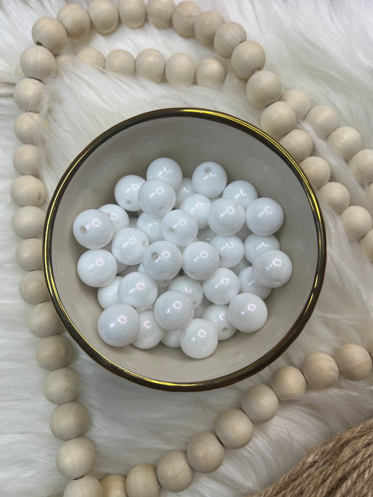 Snowball 15mm Shimmer Silicone Bead