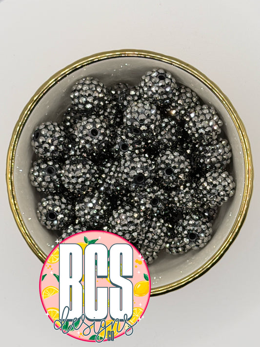 Gunmetal Rhinestone Beads 16mm (10 pack)