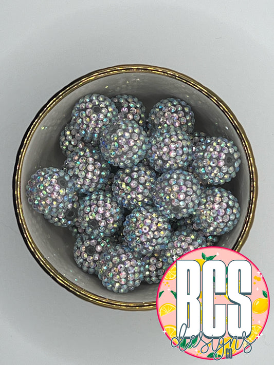 Silver Transparent AB Rhinestone Beads 20mm (10 pack)
