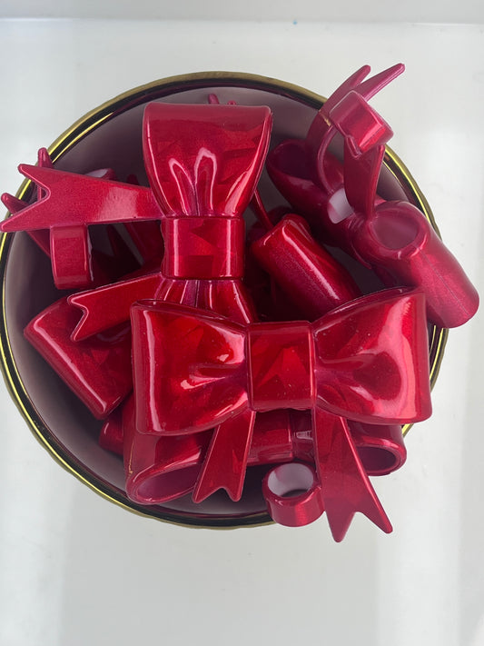 Holographic Red Bow Straw Topper