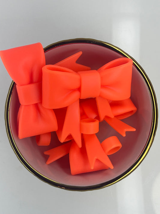 Electric Orange Bow Straw Topper