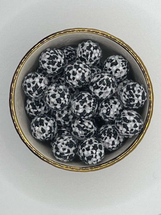 Cow Print Rhinestone Beads 20mm (sold individually)