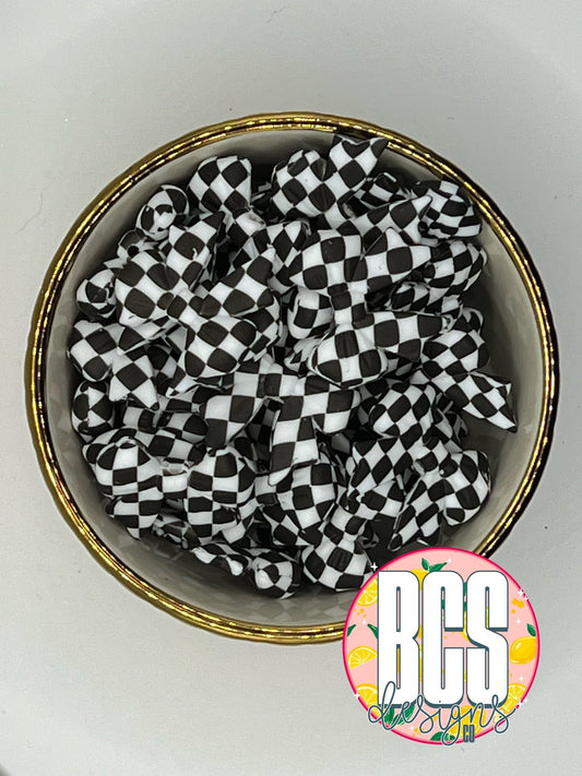 Checkered Coquette Bow Focal Bead BCS EXCLUSIVE