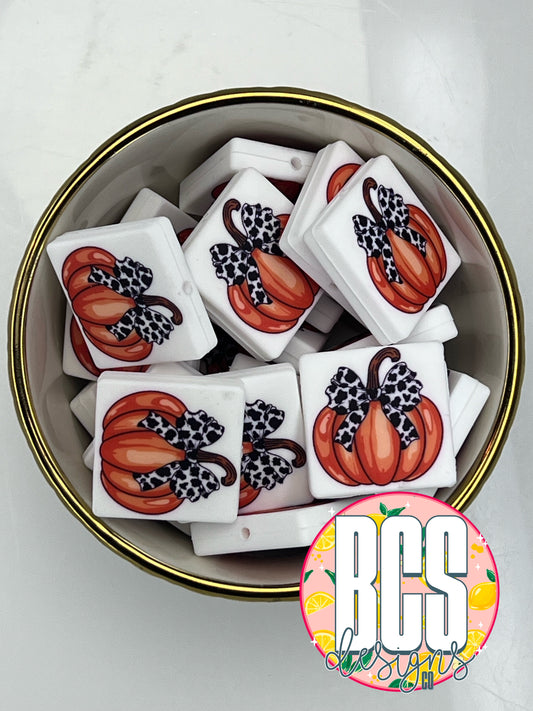 Pumpkin with Cow Print Bow Focal Bead BCS EXCLUSIVE