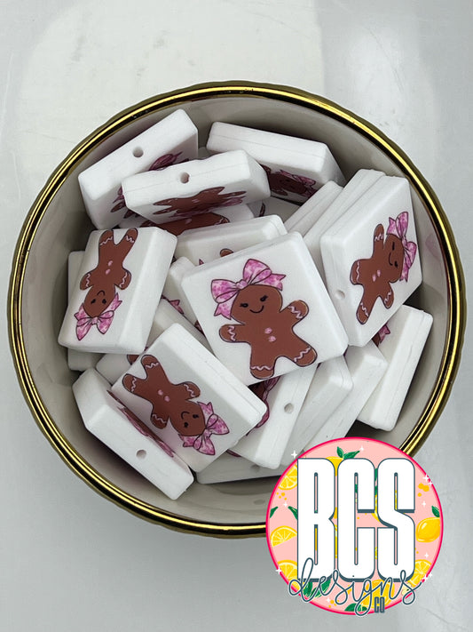 Gingerbread Girl with Pink Bow Focal Bead BCS EXCLUSIVE