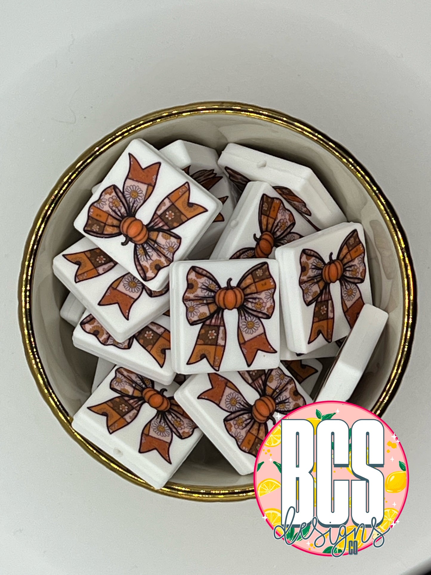 Fall Patchwork Bow Focal Bead