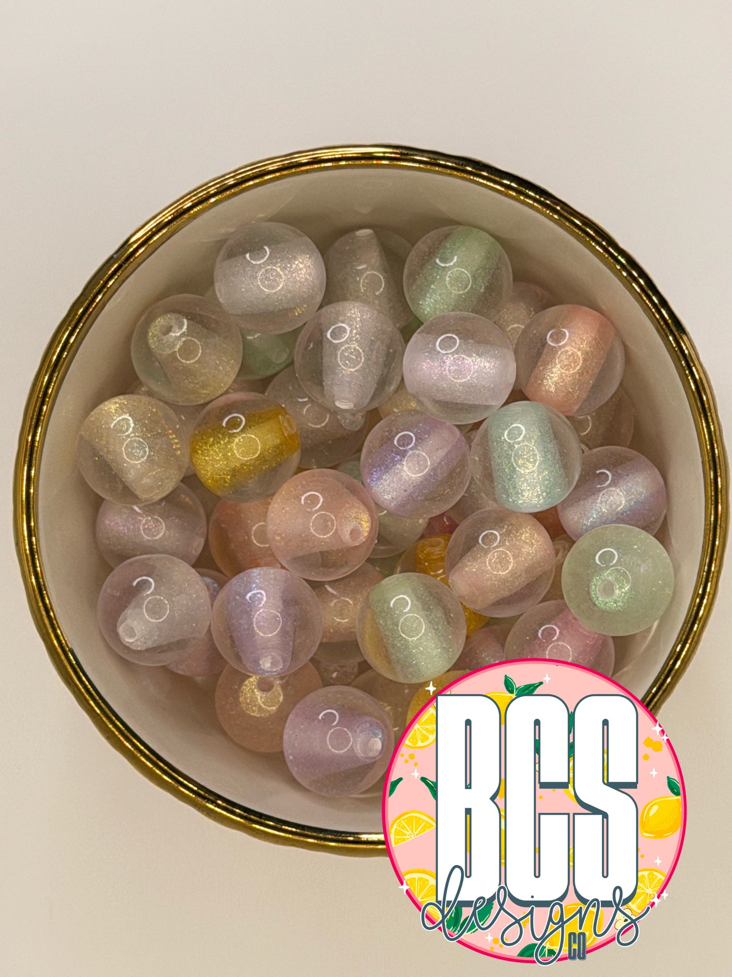 Pastel Mix Glitter Cat eye 16 mm Acrylic Bead (sold individually)