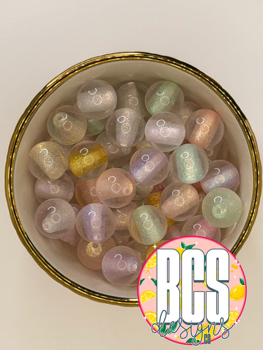 Pastel Mix Glitter Cat eye 16 mm Acrylic Bead (sold individually)