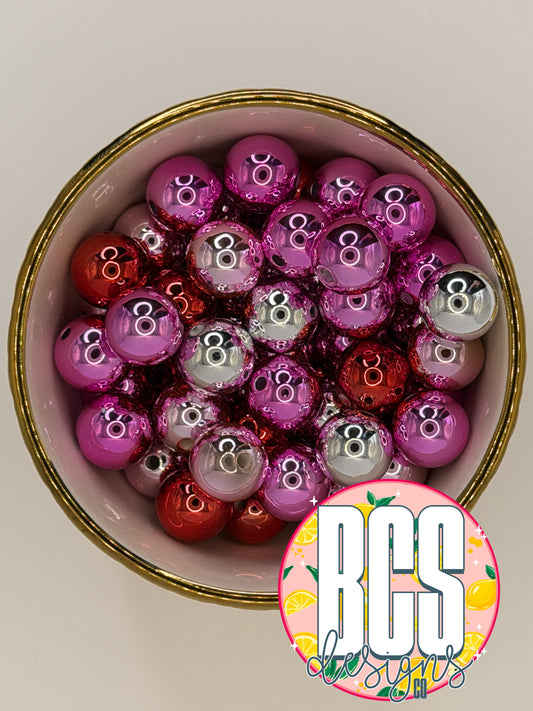Valentine's Mix Metallic 16mm Acrylic Bead (Sold Individually)
