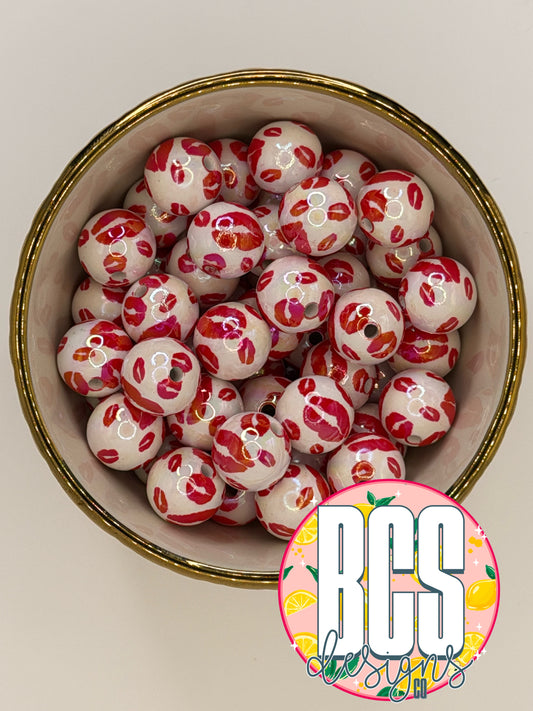 Valentine's Red Lips AB 16mm Acrylic Bead (Sold Individually)
