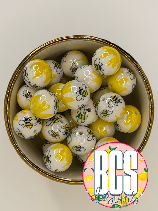 Bumble Bee AB 20mm Acrylic Bead (Sold Individually)