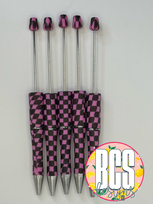 Pink/Black Checkered Pen Bases