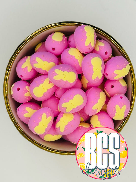 Pink/Yellow Squishy Bunny Eggs Focal