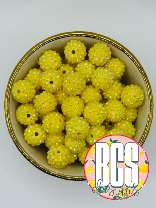 Yellow AB Rhinestone Beads 16mm (10 pack)