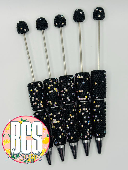 Black/Silver Boujee Rhinestone Pen Bases