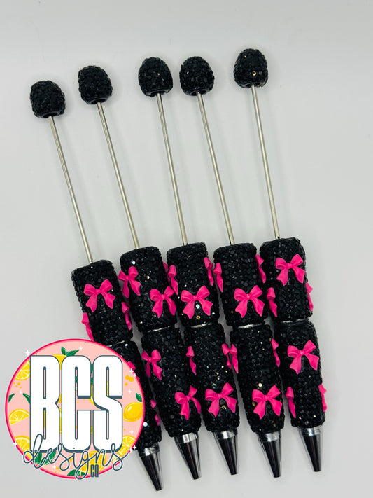3D Black/Hot Pink Boujee Bow Pen Bases