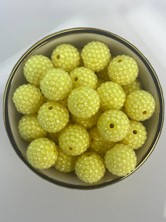 Lemon Yellow Rhinestone Beads 20mm (10 pack)