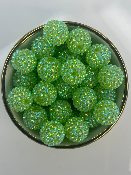 Lime Green Transparent AB Rhinestone Beads 20mm (10 pack)