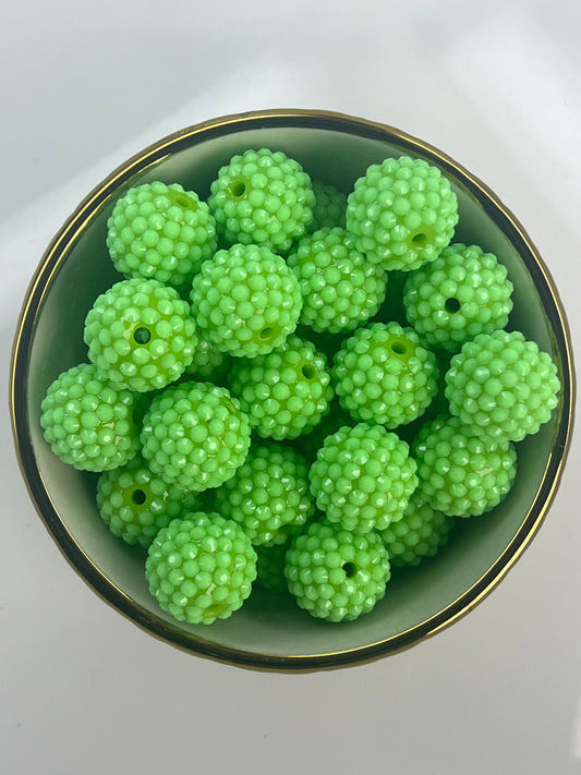 Neon Green Jelly Rhinestone Beads 20mm (10 pack)