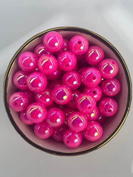 Neon Pink AB 16mm Acrylic Bead (Sold Individually)