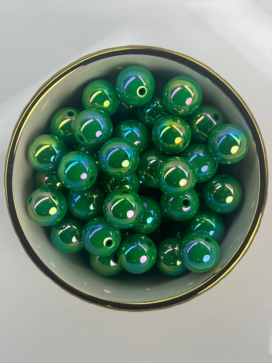 Christmas Green AB 16mm Acrylic Bead (Sold Individually)