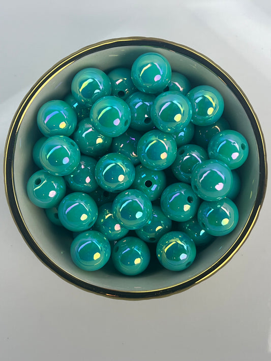 Totally Teal AB 16mm Acrylic Bead (Sold Individually)