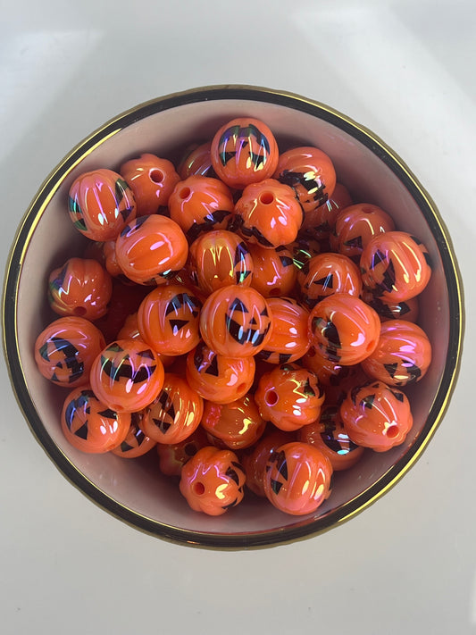 Jack-O-Lantern AB 16mm Acrylic Bead (Sold Individually)