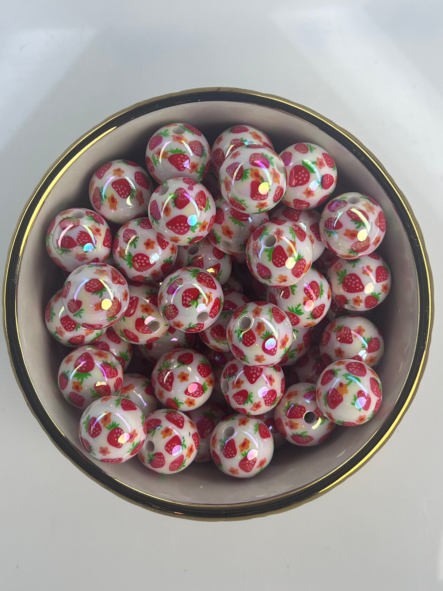 Strawberry AB 16mm Acrylic Bead (Sold Individually)