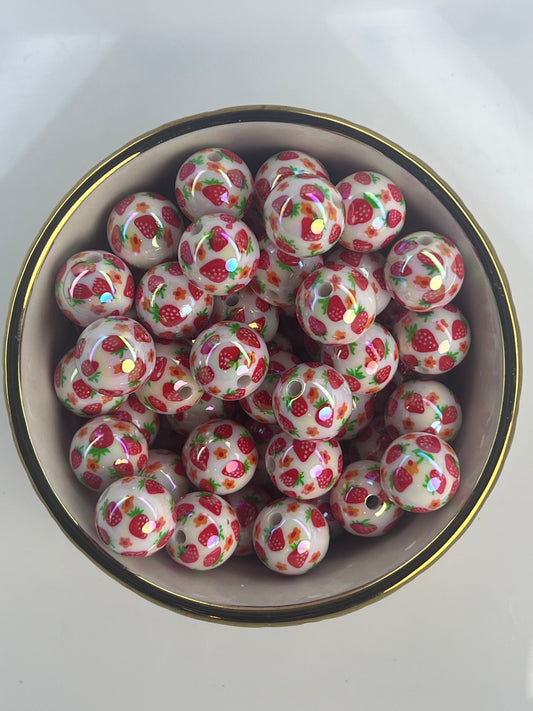 Strawberry AB 16mm Acrylic Bead (Sold Individually)