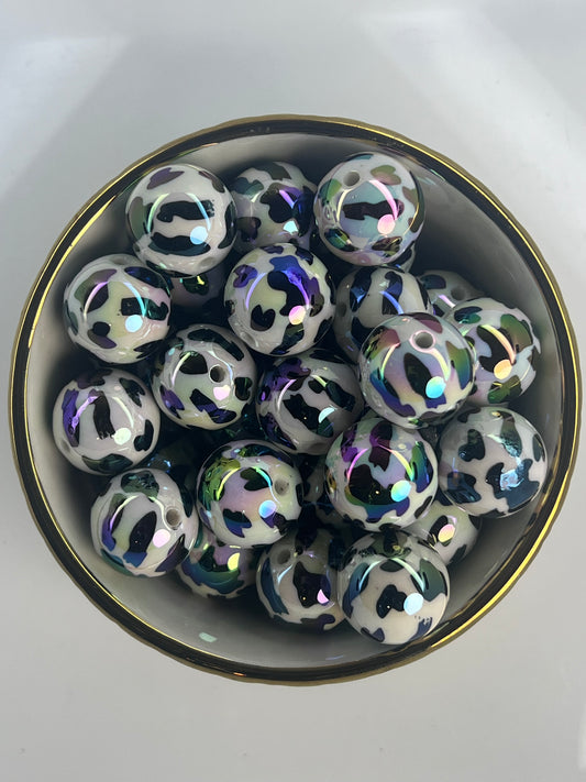 Cow Print AB 20mm Acrylic Bead (Sold Individually)