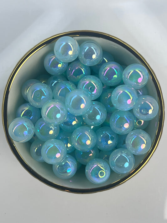 Baby Blue Glitter Cat eye 16mm Acrylic Bead Mix (Sold Individually)